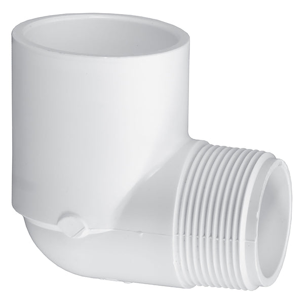 Lasco PVC Schedule 40 White 90 Degree Street Elbow Socket x MPT 1/2 in. to 2 in. Sizes