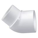 PVC Schedule 40, White, 45 Degree Street Elbow, Spigot x Socket, 1/2 in. to 2 in. Sizes