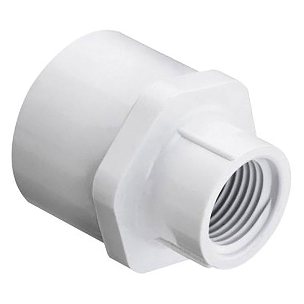 PVC Schedule 40, White, Female Reducer Adapter, Socket x FPT, 1/4 in. to 1 in. Sizes