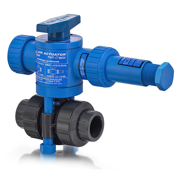 Plast-O-Matic 1/2 in. ABVS Series PVC Air Actuated Ball Valve