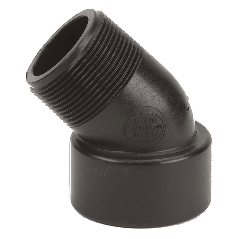 Banjo SL150-45 Polypropylene 45 Degree Street Elbow MPT x FPT 3/4 in. to 3 in. Sizes