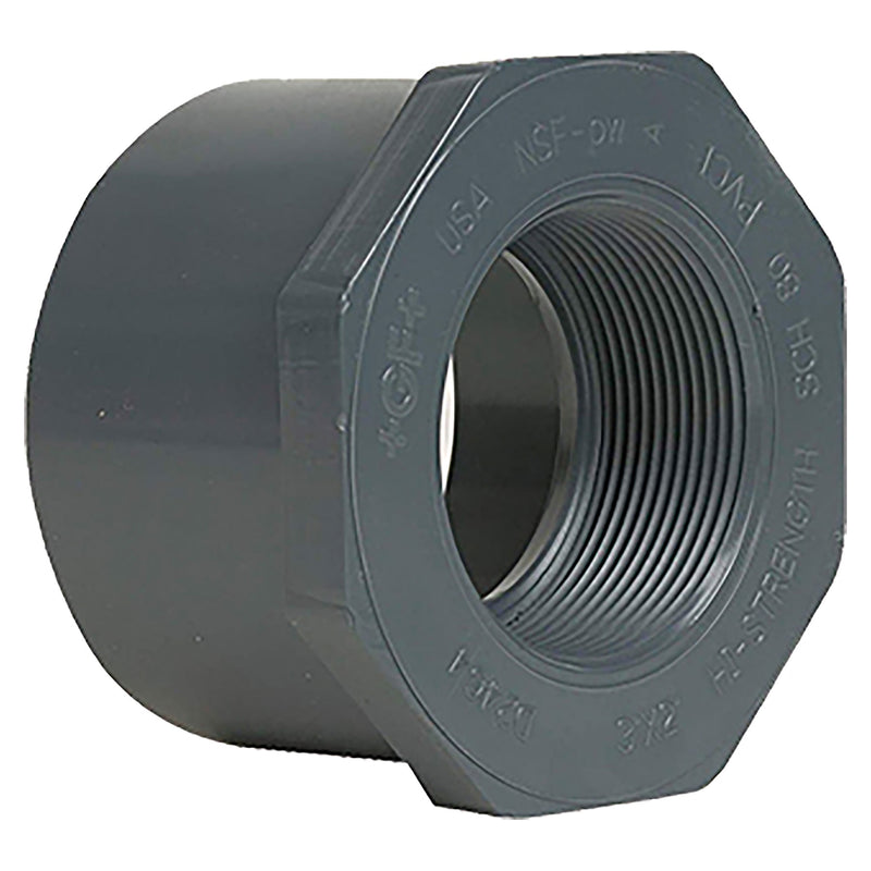 Spears PVC Schedule 80 Reducing Bushing Spigot x FPT 1/4 in. to 6 in. Sizes