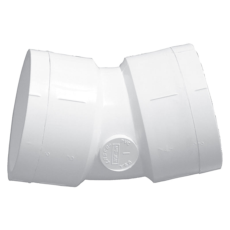 Lasco PVC Schedule 40 White 22 Degree Elbow Socket 1/2 in. to 8 in. Sizes