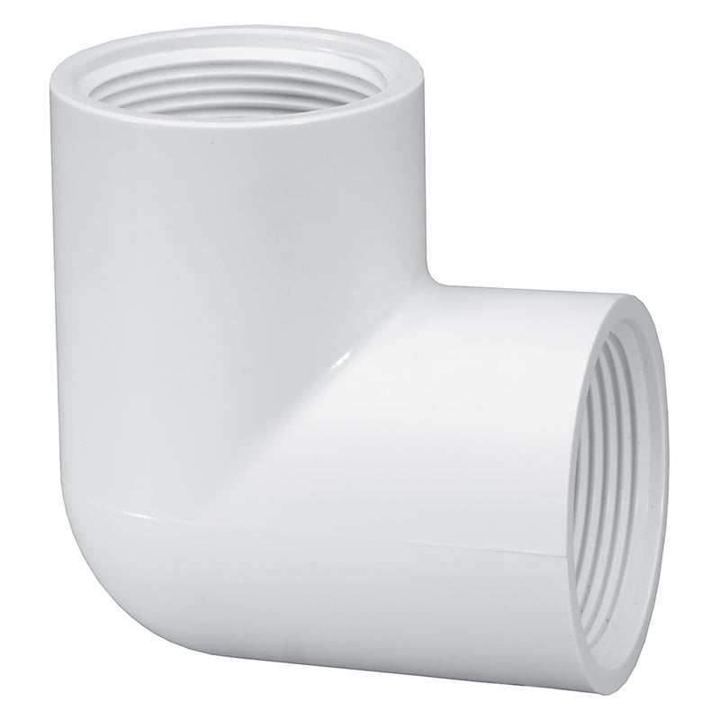 Lasco PVC Schedule 40 White 90 Degree Elbow Threaded 1/2 in. to 2 in. Sizes