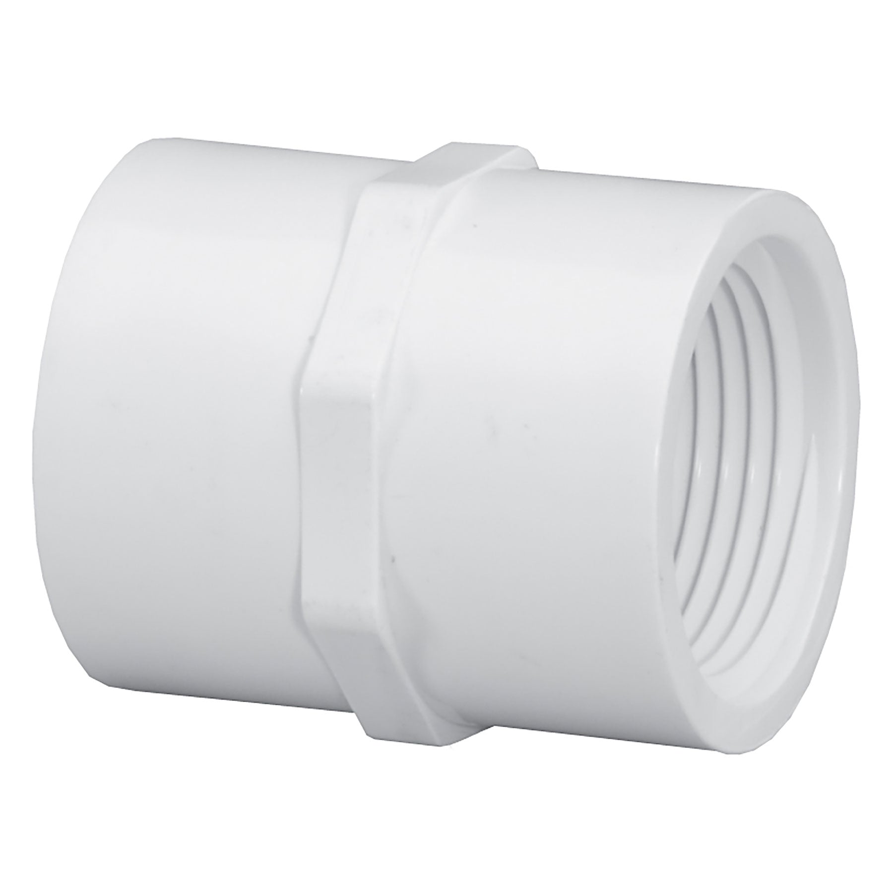 PVC Schedule 40, White, Coupling, Threaded, 1/2 in. to 2 in. Sizes