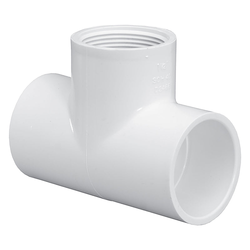 Lasco PVC Schedule 40 White Tee Socket x Threaded 3/8 in. to 4 in. Sizes