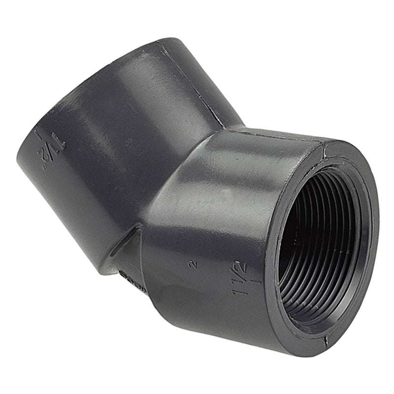 Nibco Black PP Schedule 80 45 Degree Elbow Threaded 1/2 in. to 4 in. Sizes