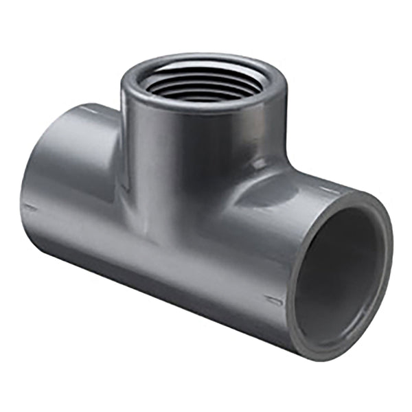 Spears PVC Schedule 40 Gray Tee Socket x Threaded 1/2 in. to 1-1/4 in. Sizes